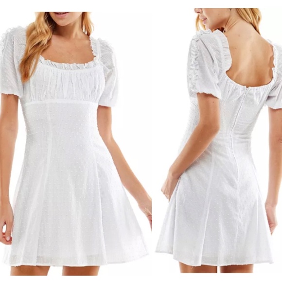 City Studios Juniors' Ruffled Swiss-Dot Dress (11) - Picture 1 of 16